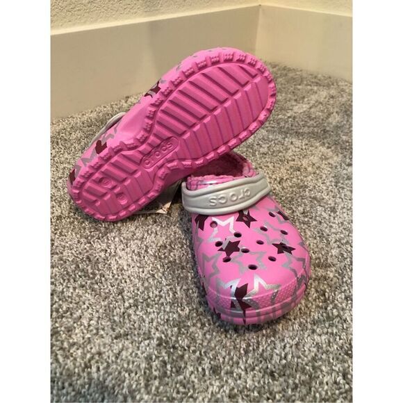 Crocs Classic Lined Girls Pink Star Clog Size 3 Junior - Picture 3 of 3